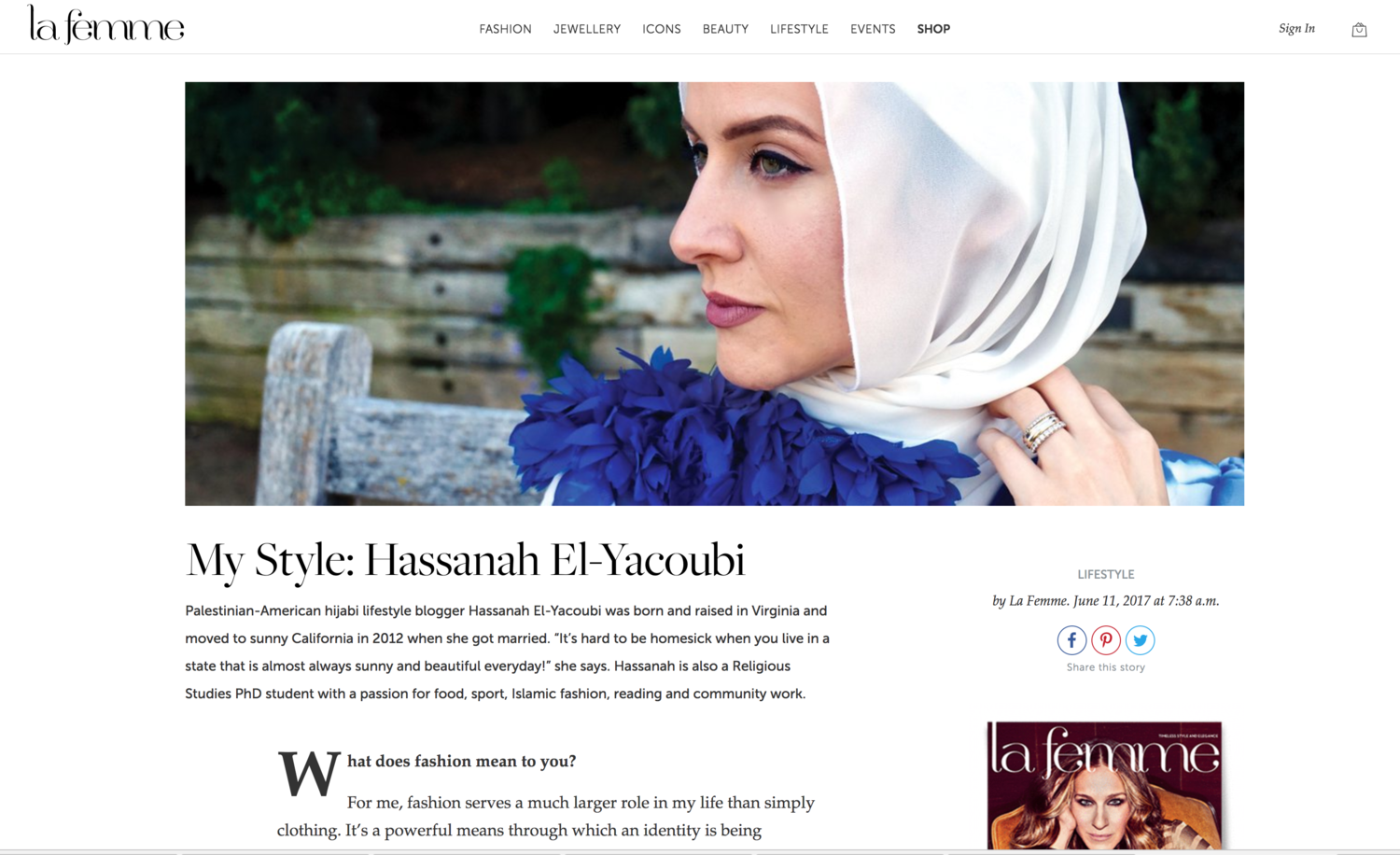 Hassanah's Style Feature in Dubai LaFemme Magazine