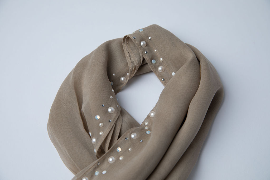 Polished Pearl Boutique Grey Pearl Scarf