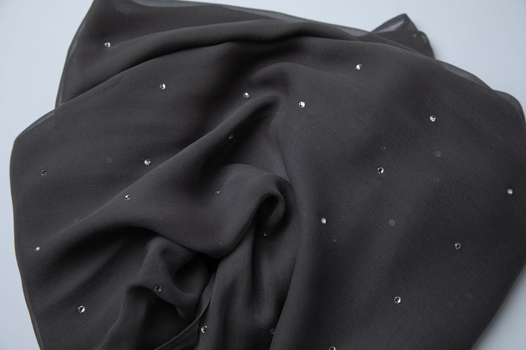 Charcoal Hijab with Scatter Crystals